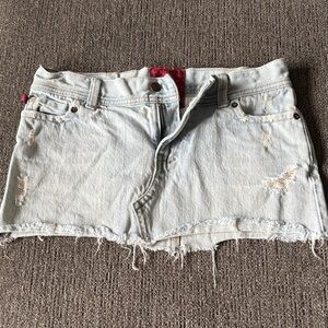 Hollister Light Blue Frayed Hem Denim Shorts with Red Label